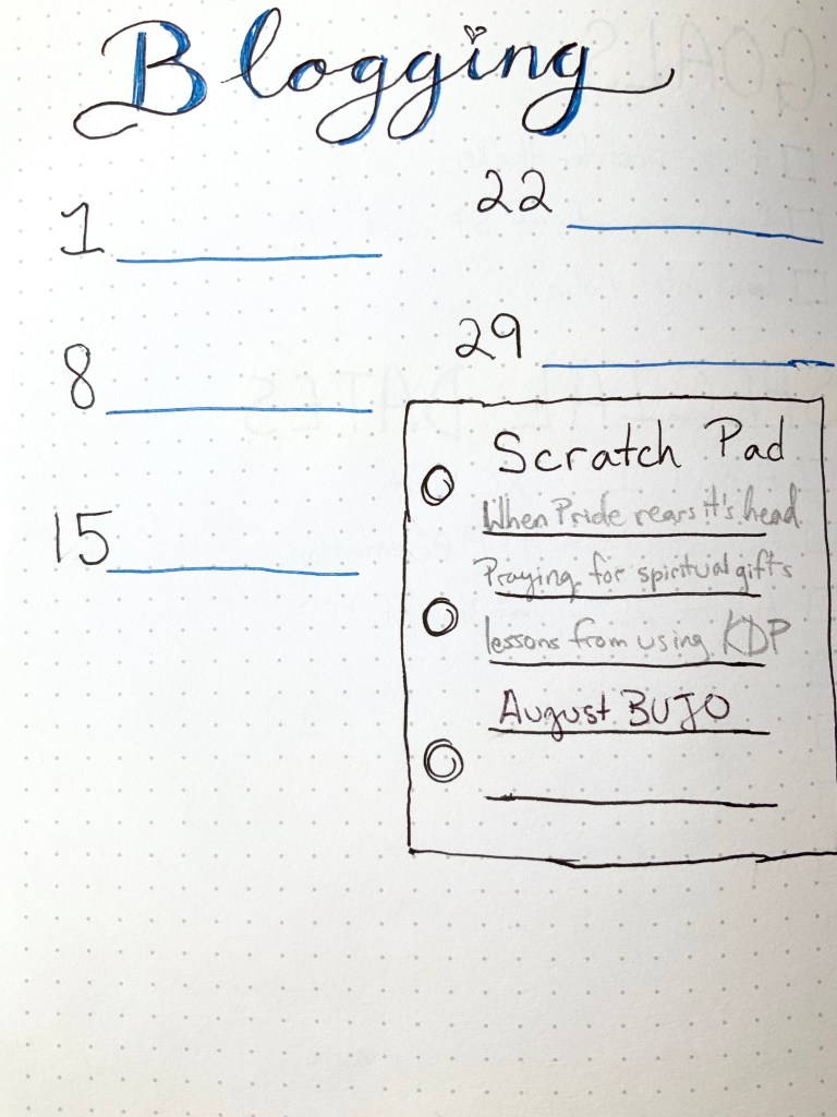 Blogging tracker BUJO page